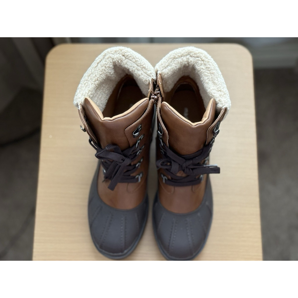 Madden Girl Women Rain Combat Duck Boots Chunky Block Heel Sz 10 M Brown Cognac - Picture 6 of 11
